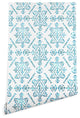 Deny Designs Schatzi Brown Reeve Pattern Aqua Wallpaper, Blue, 2'x10'