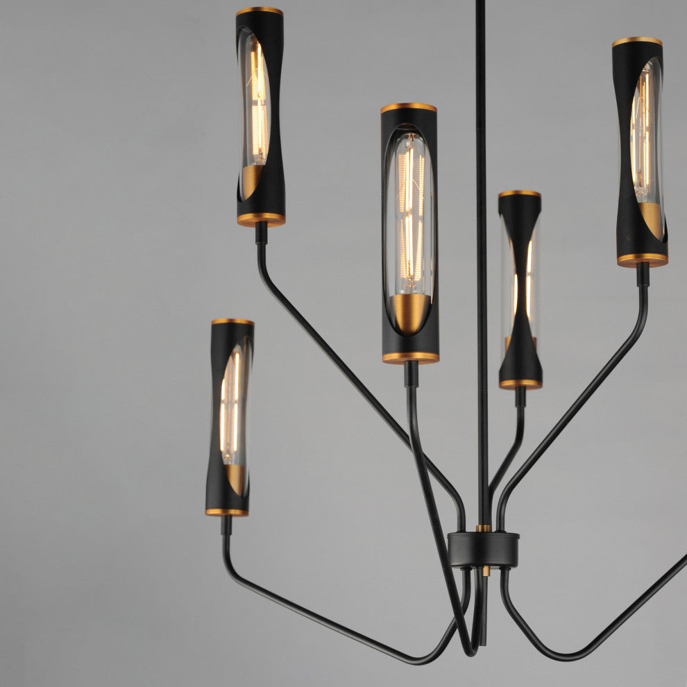 Maxim 16176 Regent 6 Light 36"W LED Abstract Chandelier - Black / Antique Brass
