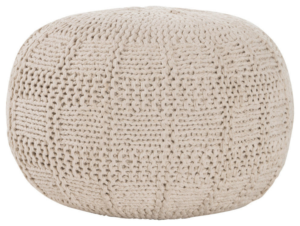 GDF Studio Valentine Handcrafted Modern Fabric Pouf, Ivory