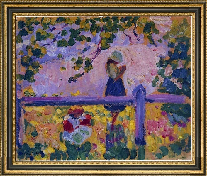 Henri Lebasque Girls in the Garden Framed Premium Canvas Print, 20"x25"