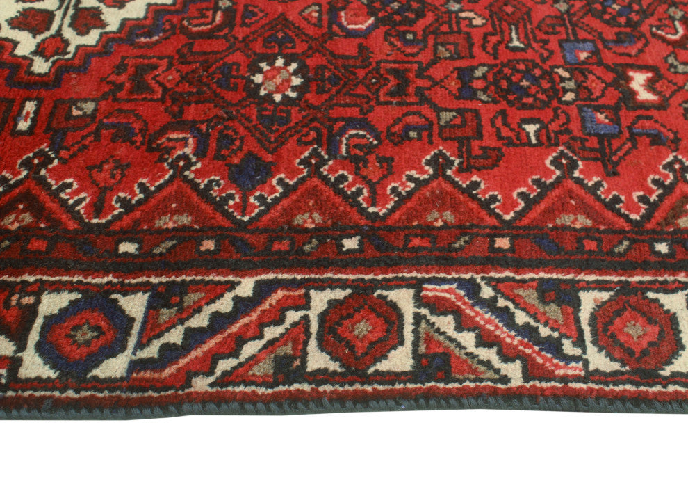 Fine Vintage Distressed Ellsworth Rust/Ivory Runner, 3'3x9'8