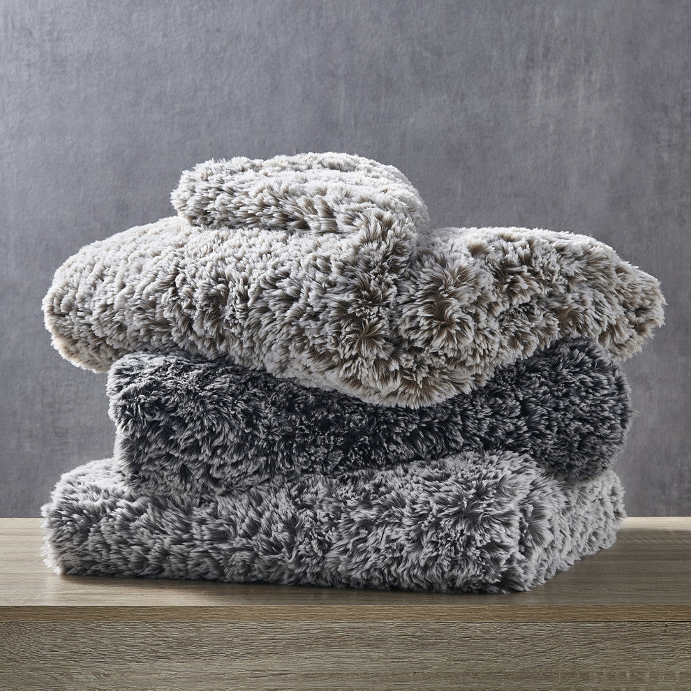 Inspired Home Lucius Throw Two Tone, Polyester 50"x60", Gray