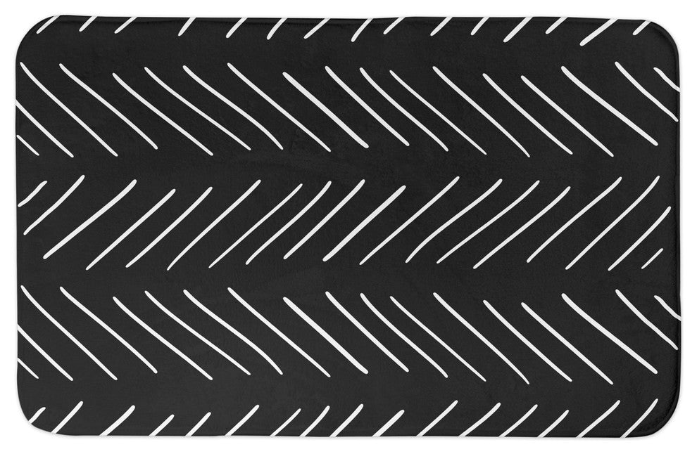 Black and White Modern Chevron 34x21 Bath Mat