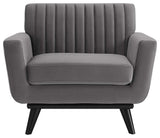 Engage Channel Tufted Performance Velvet Armchair Gray