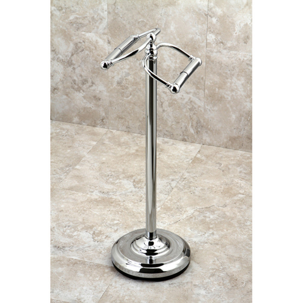 Kingston Brass Freestanding Double Roll Toilet Paper Holder, Polished Chrome