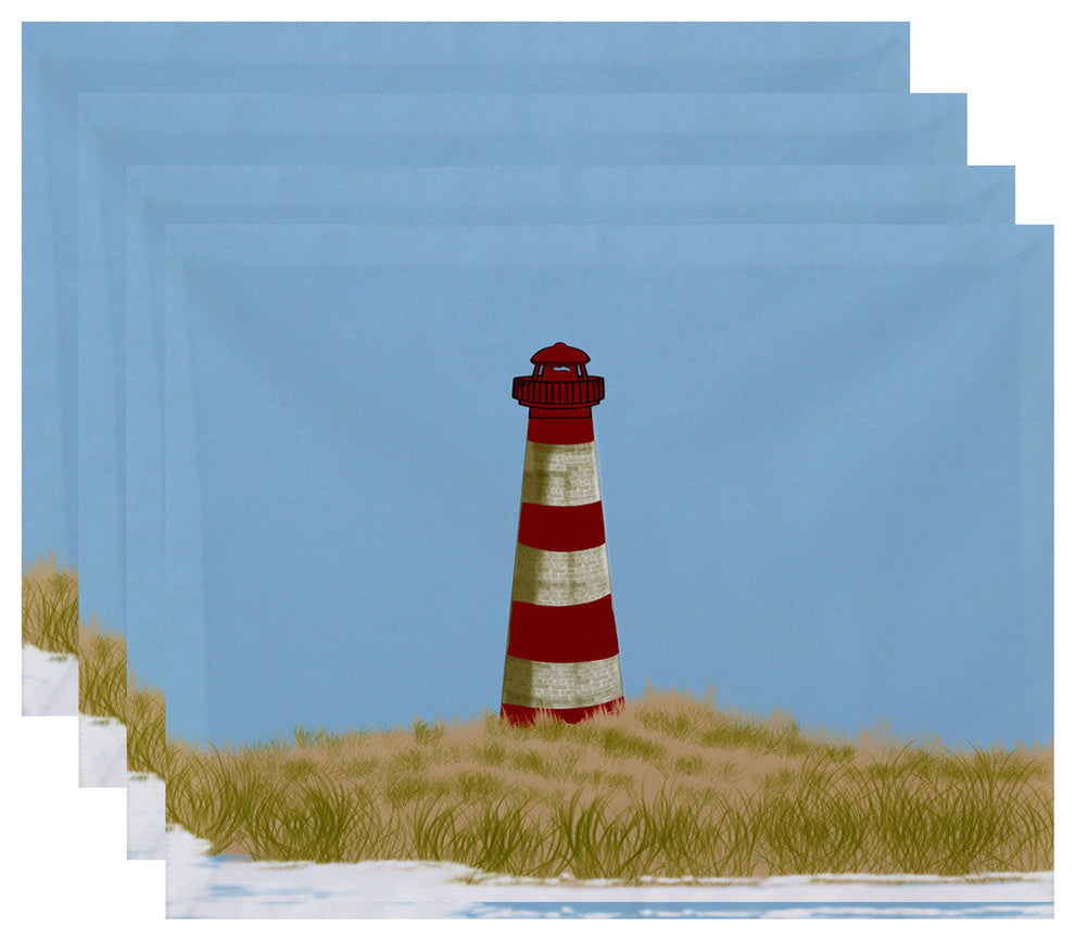 18"x14" Sea Pines, Geometric Print Placemat, Red, Set of 4