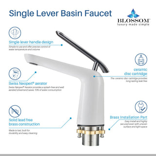 Bath Faucet Single Handle Lavatory Faucet Chrome / White