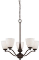 Patton 5 Light Chandelier With Frosted Glass, Arms Up