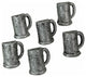 Antique Silver Finish Cast Iron Beer Mug Cabinet Knob Drawer Pulls Set of 6