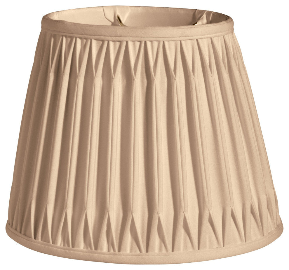 14" Vintage Gold Oval Smocked Pleat Paperback Shantung Lampshade