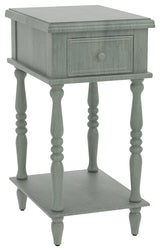 Adams Accent End Table With Drawer, 27" Tall, Dark Green