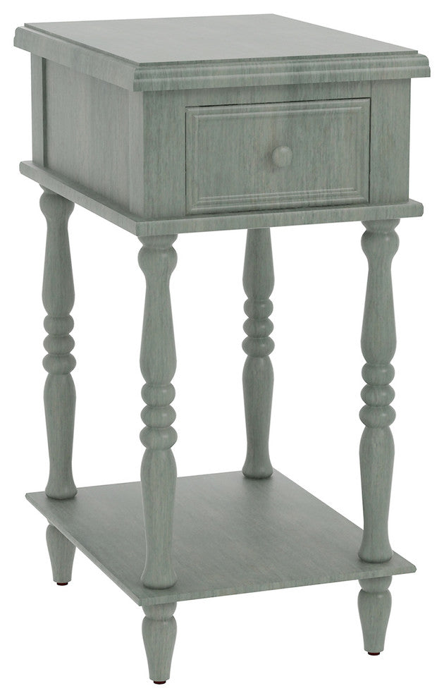 Adams Accent End Table With Drawer, 27" Tall, Dark Green
