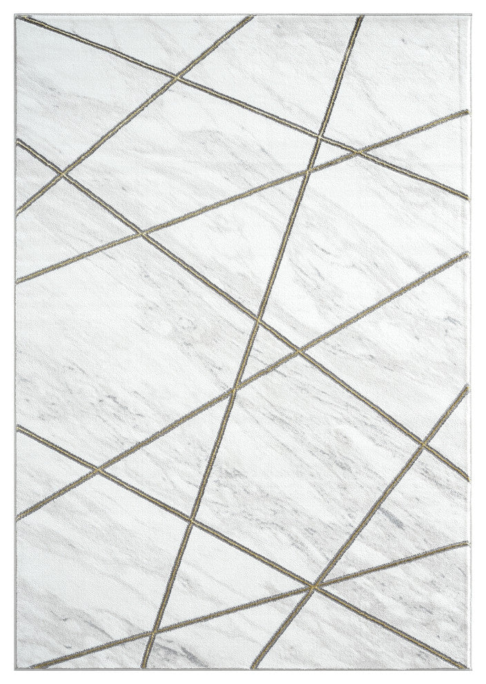 Abani Luna LUN150A Contemporary Marble Gold Lines Area Rug