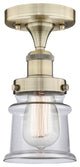 Canton-1 Light 5" Semi-Flush Mount-Antique Brass, Clear Glass Shade