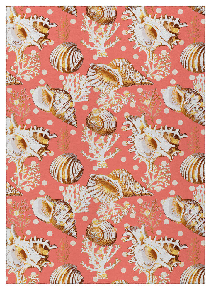Indoor/Outdoor Seabreeze SZ6 Salmon Machine Washable 5' x 7'6" Rug