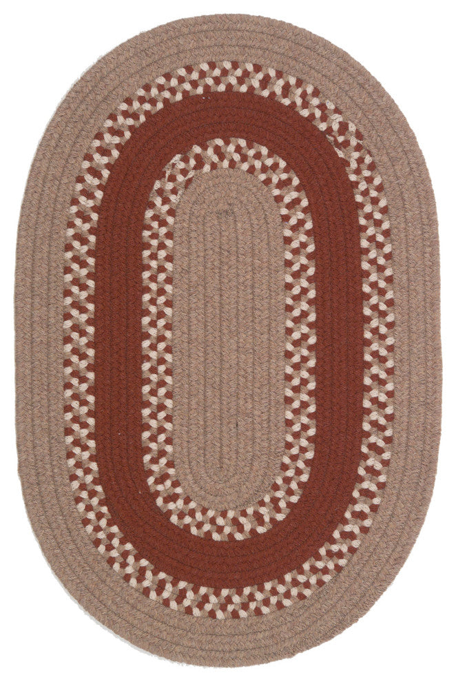 Colonial Mills Corsair Banded Oval Braided Rug, Natural, 9x11