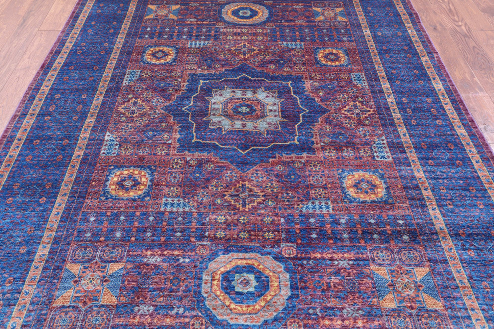 6' 8" X 9' 9" Mamluk Geometric Hand-Knotted Wool Rug - Q12237