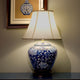 Blue and White Peony Motif Asian Porcelain Lamp