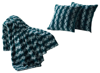 Ballys Faux Fur Throw and Pillow Shell Combo, Deep Teal, 60"x80"