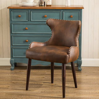 Gewnee Viking Tufted Button Back barrel chair with Nailhead, Brown