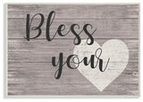Bless Your Heart Grey Planked Texture Script Typography Plaque, 10"x15"