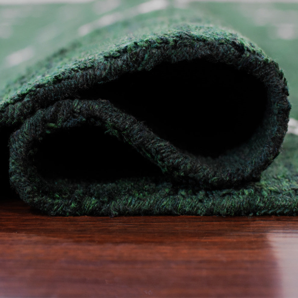 HAND KNOTTED LOOM SILK ECO-FRIENDLY RUGS-10'x10',Square,Green White,Contemporary