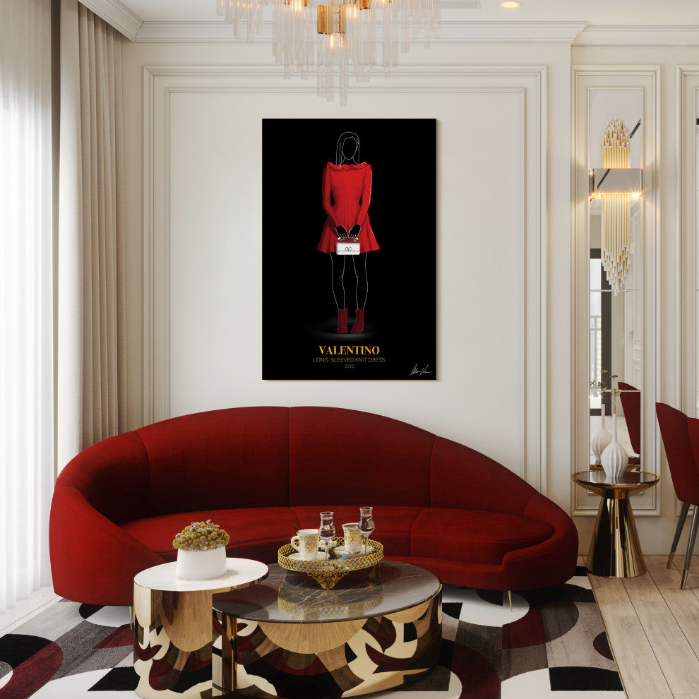 "V Fashion red look" Frameless Free Floating Printed Tempered Glass Wall Art