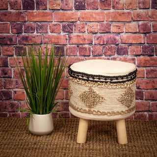 Parkland Collection Guroom Transitional Beige Cotton Wooden Stool