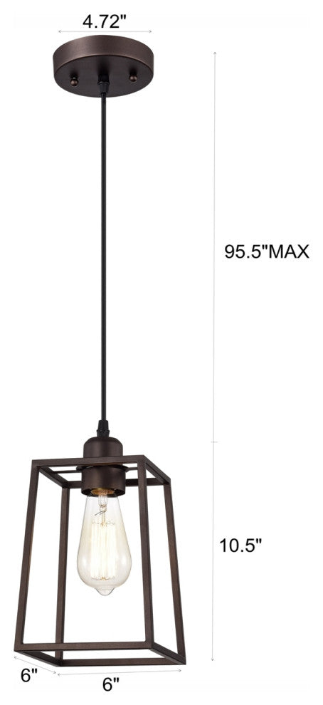 Ironclad Industrial 1 Light Oil Rubbed Bronze Mini Pendant Ceiling Fixture 6" W