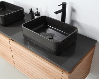 OCALA Wall Mount Modern Bathroom Vanity, Maple, 60", Double-Sink