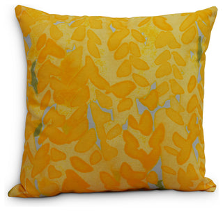 Flower Bell Decorative Floral Throw Pillow, Yellow, 18"