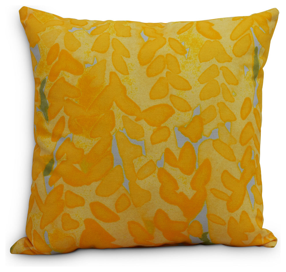 Flower Bell Decorative Floral Throw Pillow, Yellow, 18"