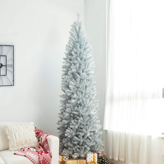 9' Silver Tinsel Artificial  Christmas Tree