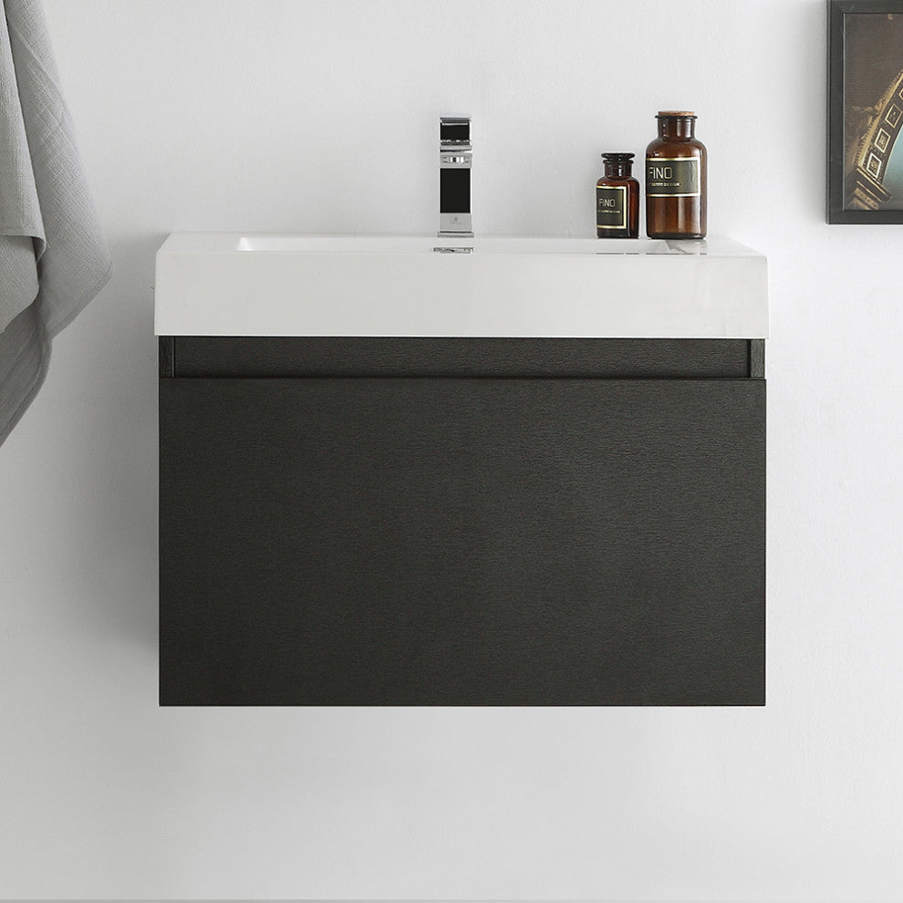 Fresca Mezzo 30" Black Wall Hung Cabinet With Integrated Sink