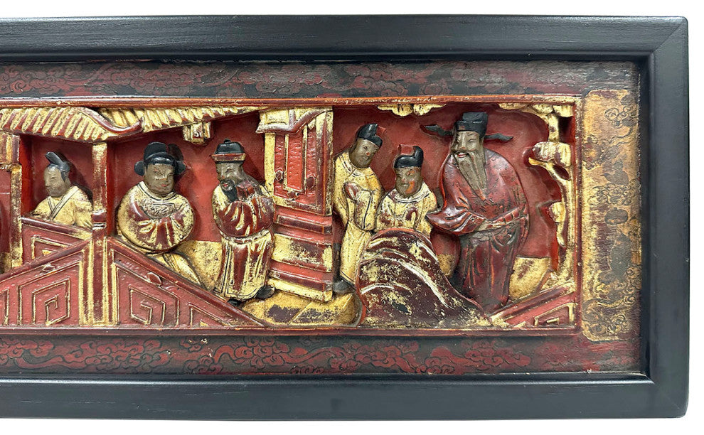 Consigned Antique Chinese 3d Carving Wood Panel Hanging Architectural Element