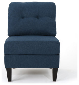 GDF Studio 7-Piece Niya Mid Century Modern Fabric Extended Sectional Sofa, Navy Blue