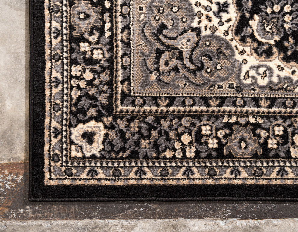 Unique Loom Black Washington Reza 2' 2 x 8' 2 Runner Rug