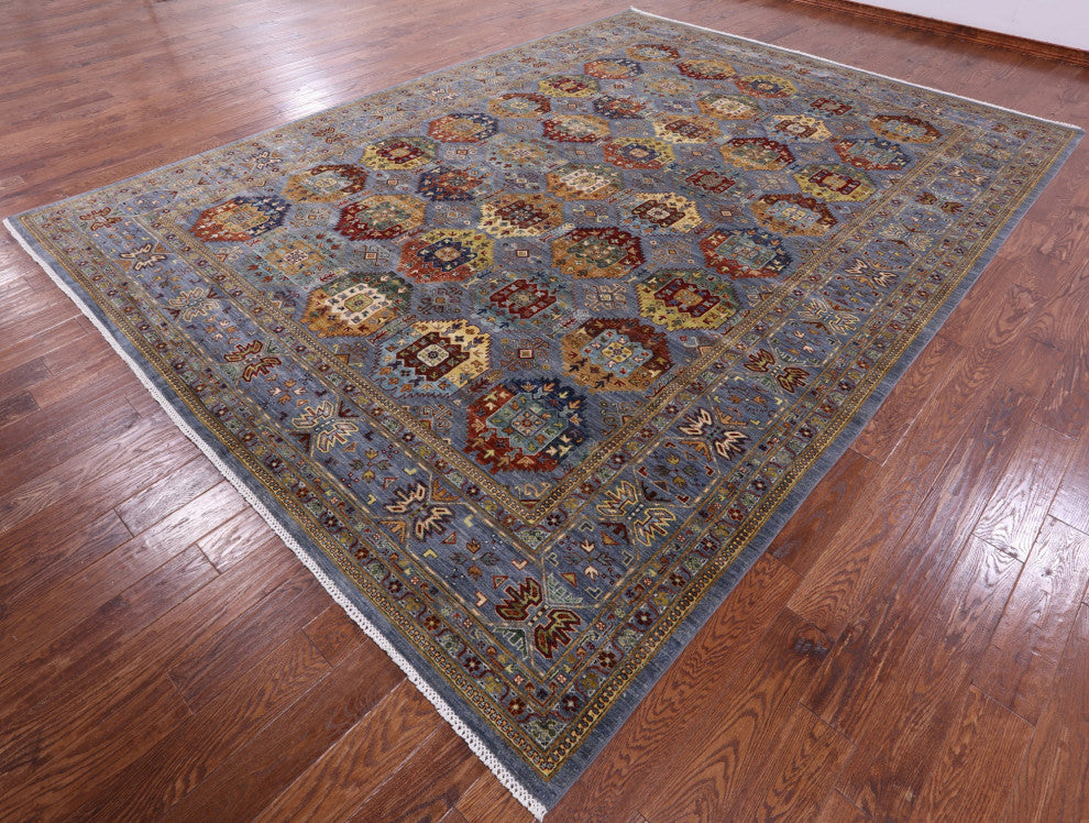 Handmade Fine Turkmen Wool Rug 10' 1" X 13' 9" - Q15635