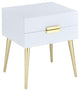 HomeRoots 20" X 16" X 24" White And Gold Metal End Table