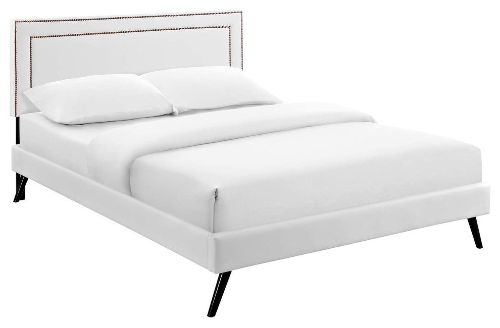 Virginia Queen Platform Bed with Round Splayed Legs