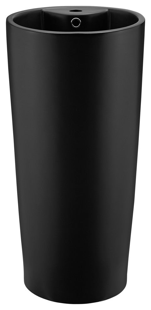 Monaco Circular Basin Pedestal Sink, Matte Black