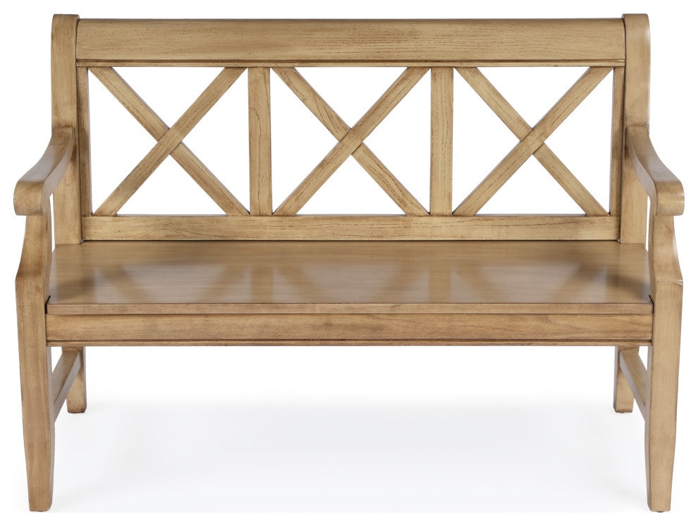 Gerrit Wooden 44"W Bench, Antique Beige