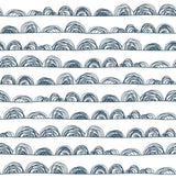 White & Indigo Doodle Scallop Peel & Stick Wallpaper