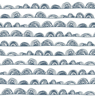 White & Indigo Doodle Scallop Peel & Stick Wallpaper