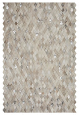 Cowhide Patchwork Rug, Demeter, Platinum, 8'x10'