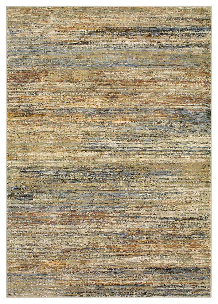 3'X5' Gold And Green Abstract Area Rug