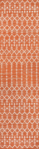 Ourika Moroccan Geometric Indoor/Outdoor Rug, Orange/Cream, 2x8