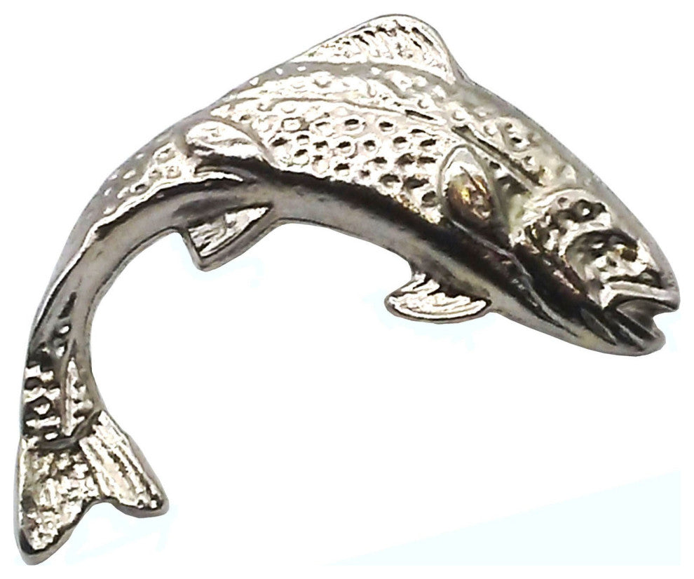 Jumping Trout Right Facing Cabinet knob, Nickel