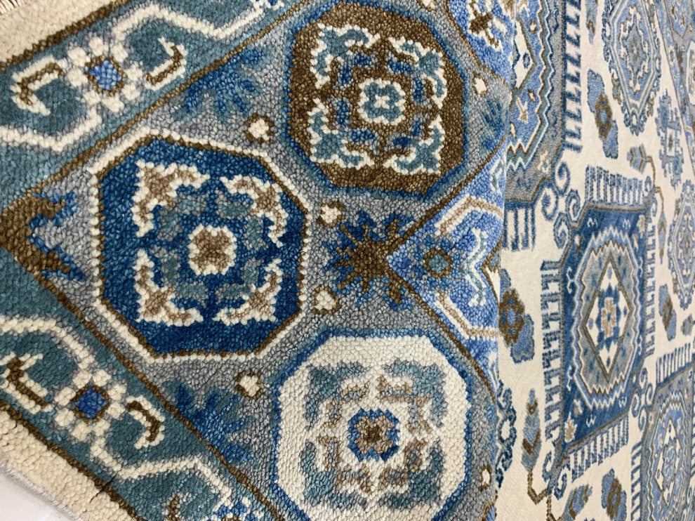 Ivory / SILVER Traditional Classic Kazak Collection Area Rug