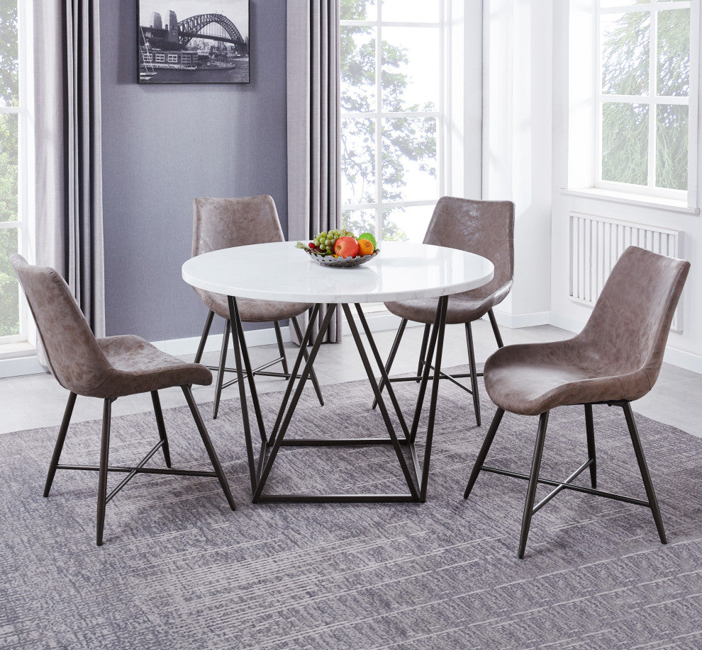 Ramona White Marble Top Round Dining Table